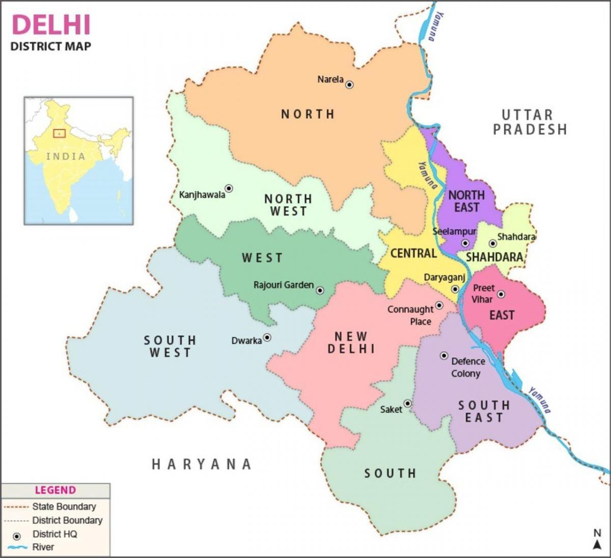 Mapa dzielnicy New Delhi
