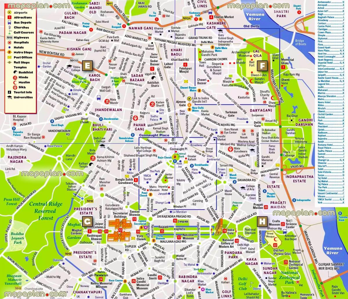 Mapa centrum miasta New Delhi
