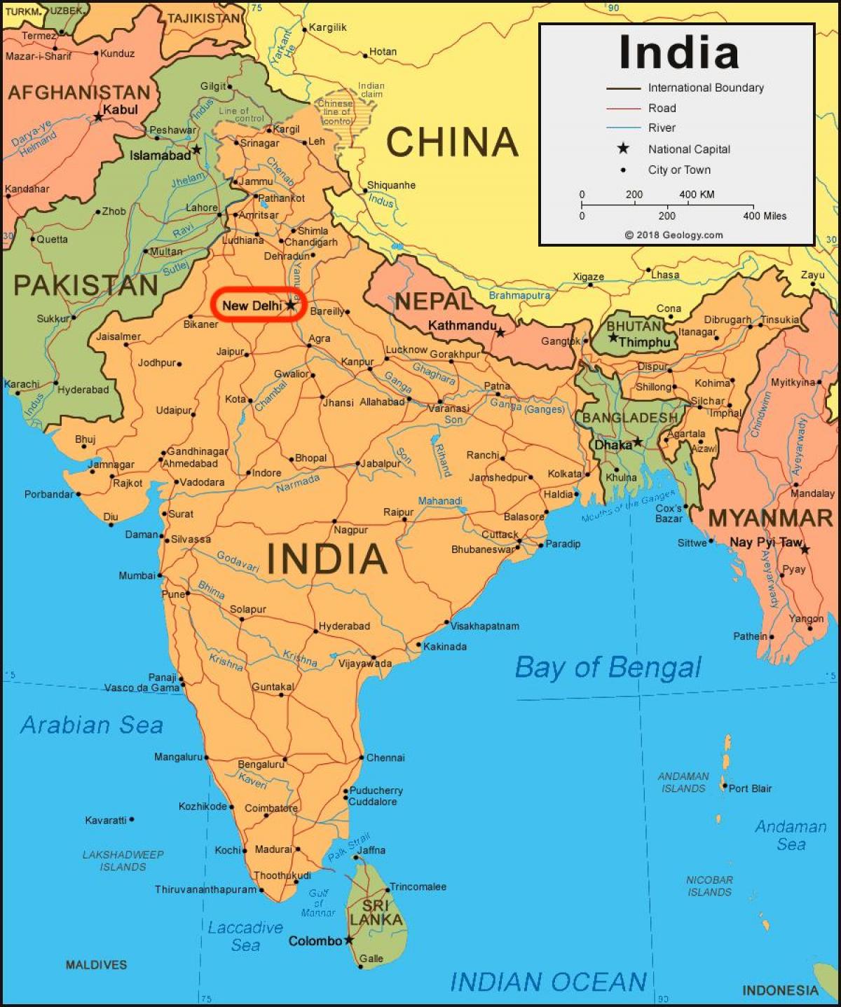 New Delhi na mapie Indii