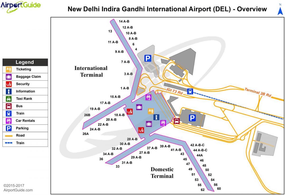 Mapa terminalu lotniska New Delhi
