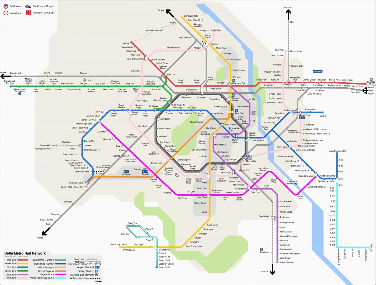 Mapa stacji kolejowych New Delhi